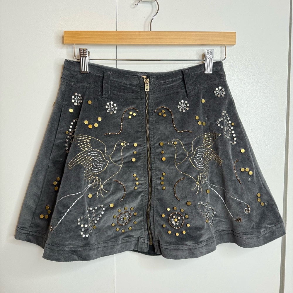 Free People Quetzal Mini Skirt Beaded Embroidery NWT 0 - Picture 5 of 14